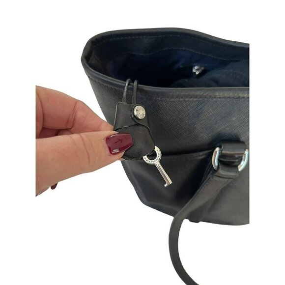 Tumi Villa Black Saffiano Leather Lock Front Tote Bag 73127D2 - Picture 7 of 12